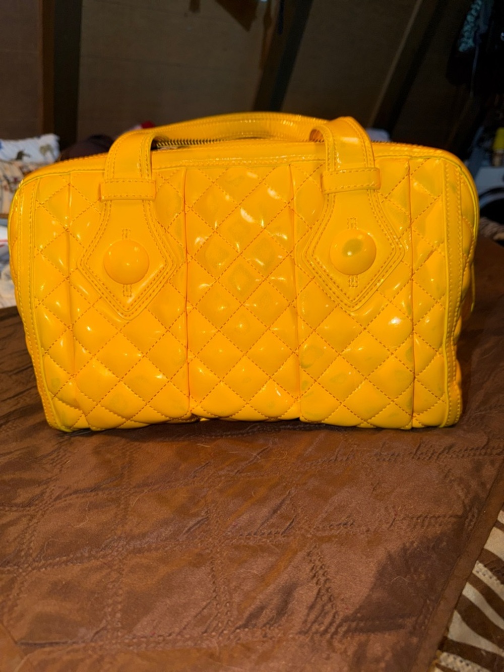 Maxx New York Yellow Quilted Patent Satchel - Picture 4 of 4